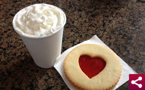 heart cookie and latte