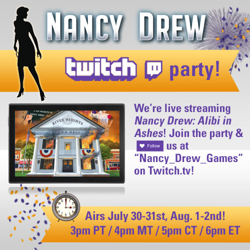 Nancy Drew Myustery Adventure Games Twitch Party