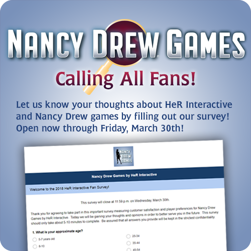Nancy Drew Mystery Adventure Games Survey Poll