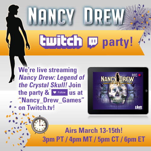 Nancy Drew Mystery Adventure games Twitch party